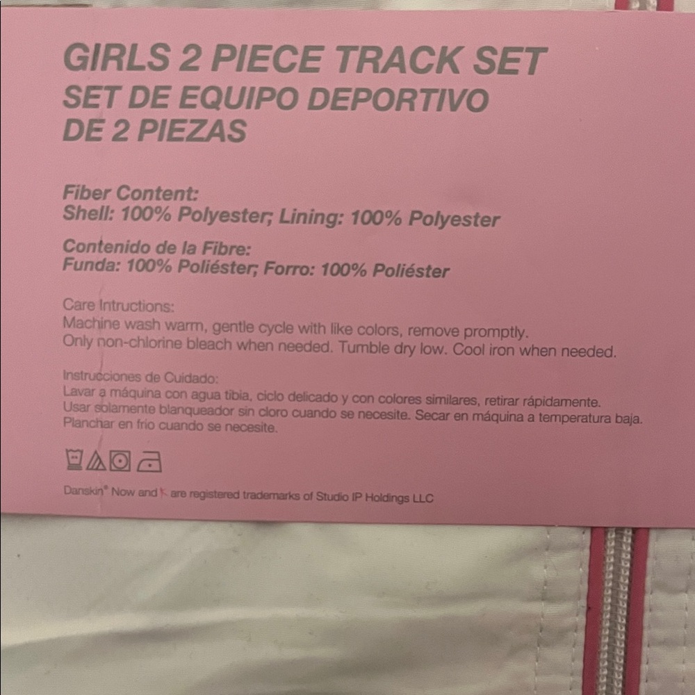 Girls 2-Piece Danskin Now White and Pink Girls' Track Set - Picture 4 of 9
